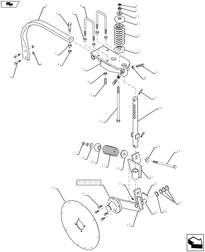 Схема запчастей Case IH 930 - (75.200.02) - SPRING COULTER-SHANK ASSEMBLY (75) - SOIL PREPARATION