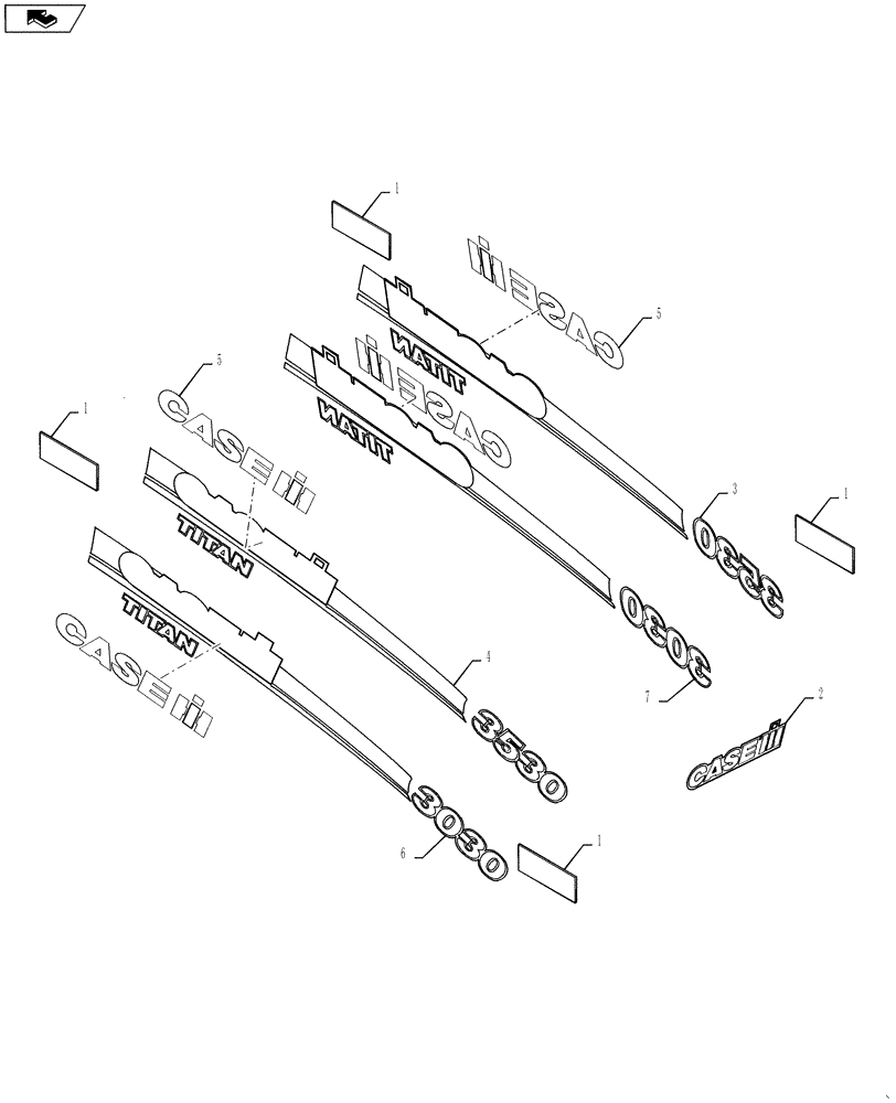 Схема запчастей Case IH TITAN 3030 - (90.108.01) - DECAL, EXTERIOR COSMETICS (90) - PLATFORM, CAB, BODYWORK AND DECALS