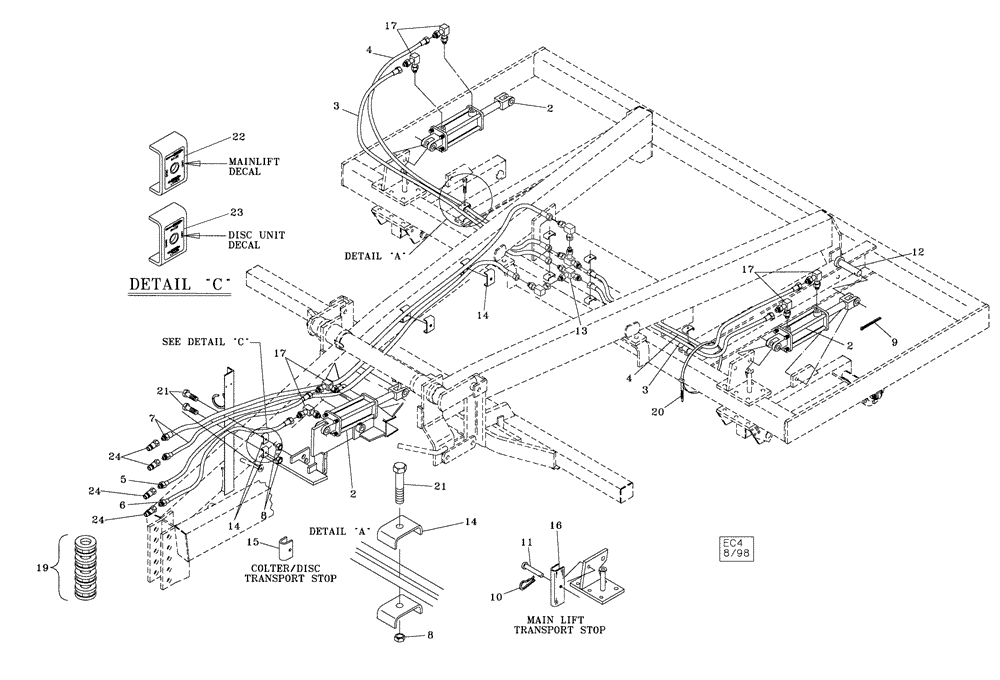 Схема запчастей Case IH 6750 - (35.100.01) - HYDRAULICS WITH COULTER ATTACHMENT (08) - HYDRAULICS