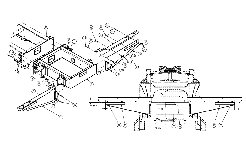 Схема запчастей Case IH FLX810 - (05-006) - EXTENSION GROUP, 70’, 46” Extensions & Mount Group