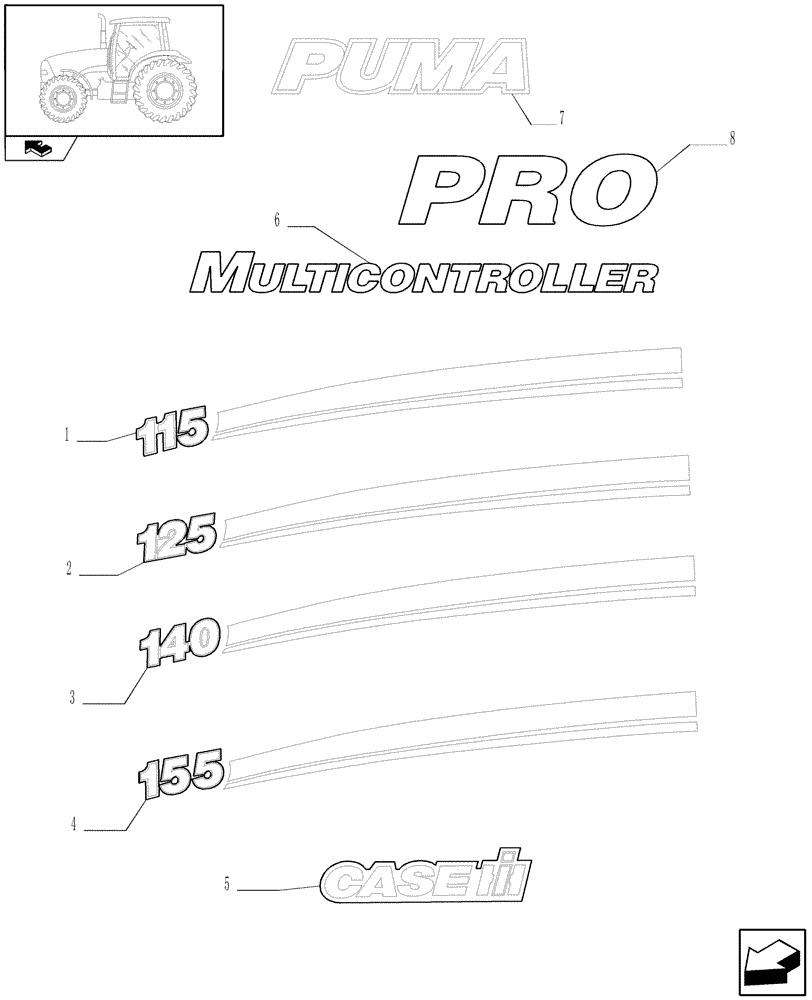 Схема запчастей Case IH PUMA 155 - (1.98.2) - MODEL IDENTIFICATION DECALS (13) - DECALS