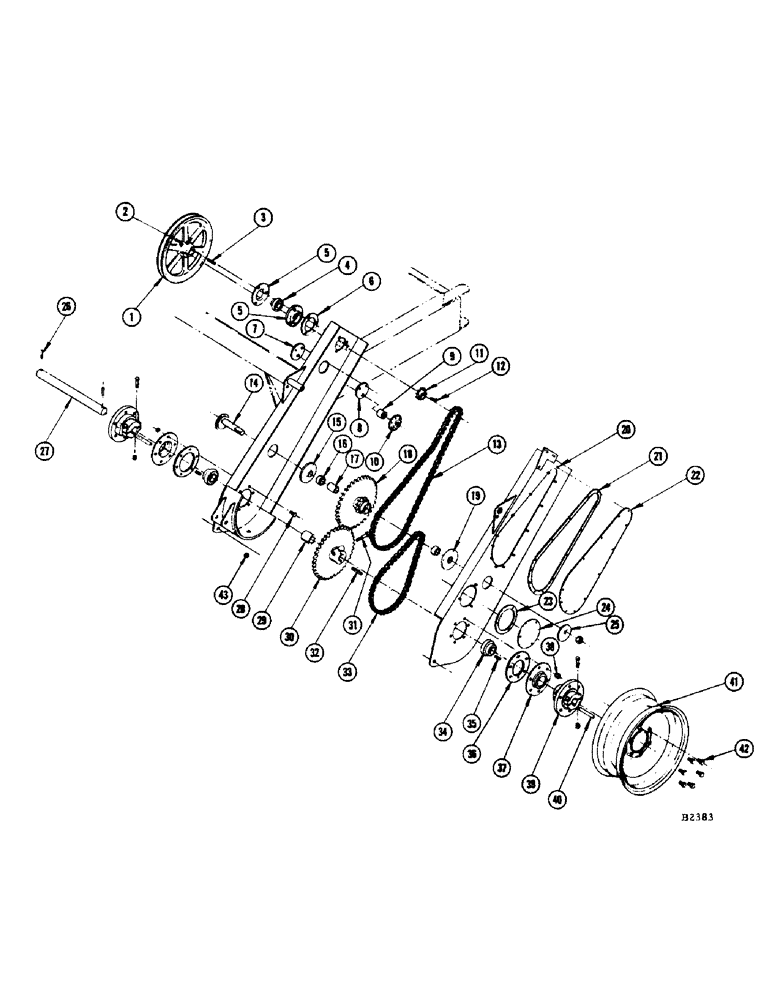 Схема запчастей Case IH 950 - (044) - DRIVE WHEELS AND CHAIN CASE 