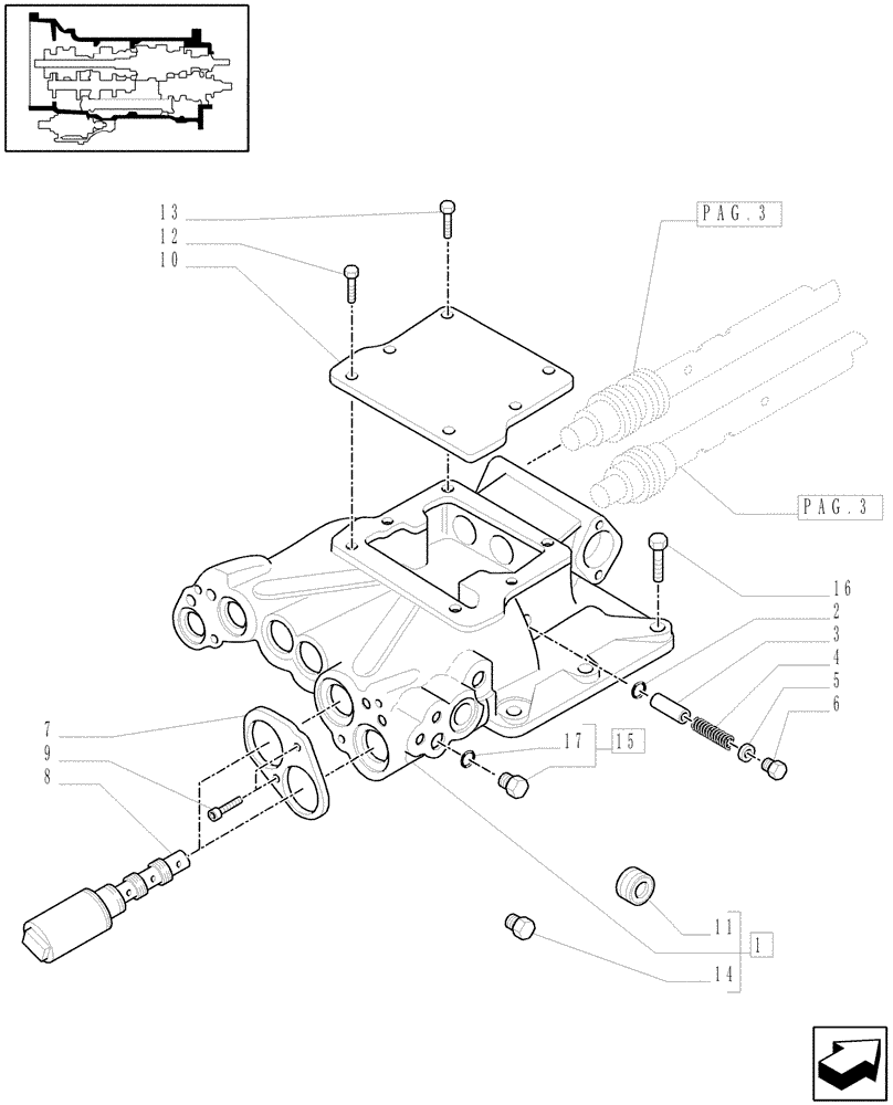 Схема запчастей Case IH MXU115 - (1.29.9/03[01]) - (VAR.085-087) 16X16 (SPS) W/P. SHUTTLE & ADV. HARNESS - GEARBOX CLUTCH HOUSING COVER (03) - TRANSMISSION