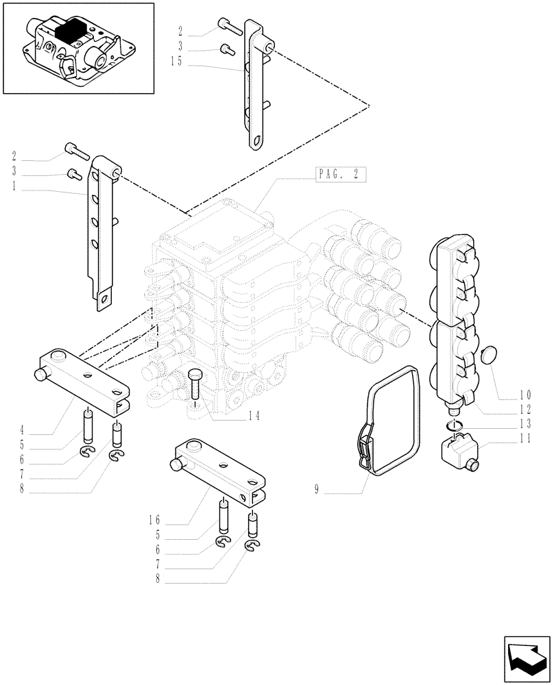 Схема запчастей Case IH MXU115 - (1.82.7/14[01]) - (VAR.259/2) 4 CCLS (EDC) CONTROL VALVES WITH TRAILER BRAKE VALVE (ITALY) AND ASSOCIATED PARTS (07) - HYDRAULIC SYSTEM