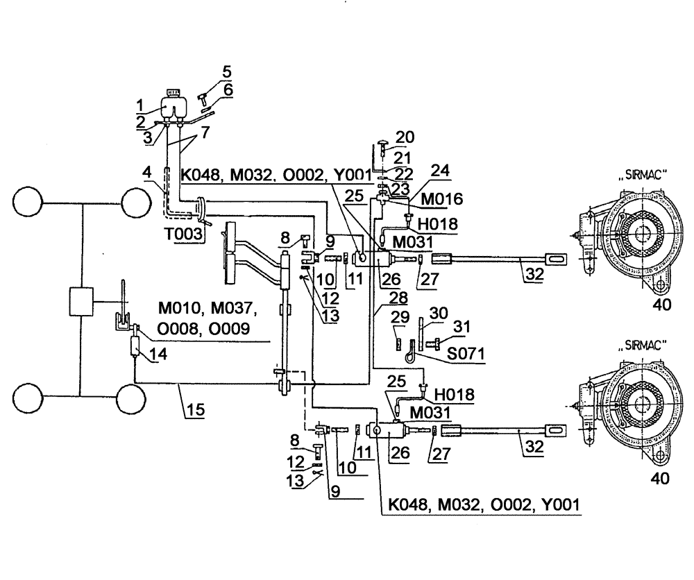 Схема запчастей Case IH C55 - (07-07[01]) - PIPING DIAGRAM FOR HYDRAULIC CARDAN SHAFT (VAAST)BRAKE (07) - BRAKES