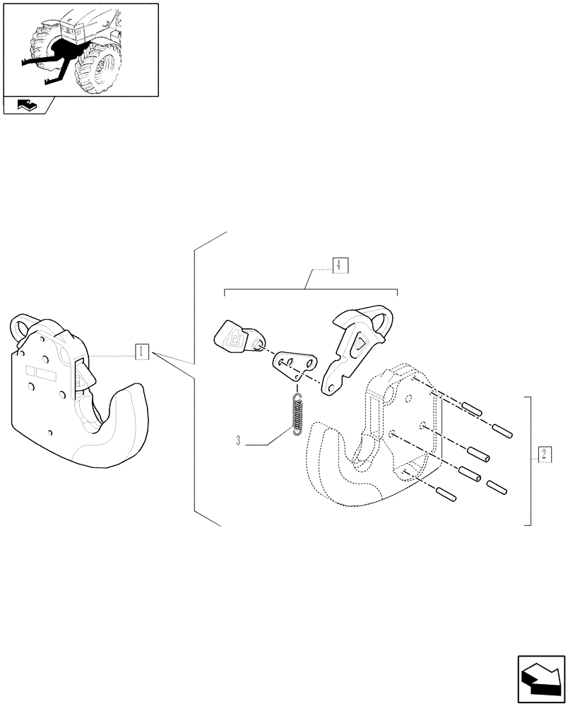 Схема запчастей Case IH PUMA 155 - (1.81.9/02C) - IMPLEMENT LINKAGE HOOK - BREAKDOWN (VAR.330813) (07) - HYDRAULIC SYSTEM