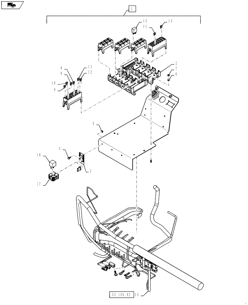 Схема запчастей Case IH 4430 - (55.100.01) - MAIN CAB HARNESS AND FUSE AND RELAY CONTROL MODULE (55) - ELECTRICAL SYSTEMS