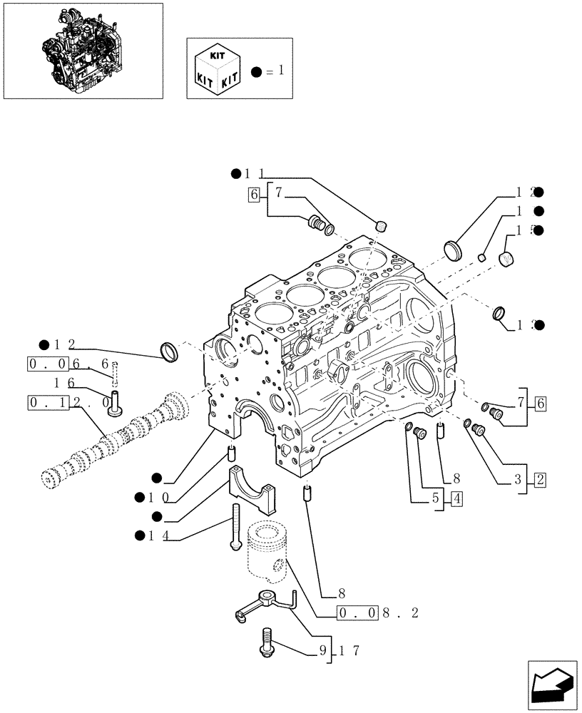 Схема запчастей Case IH MXU110 - (0.04.0) - CRANKCASE (01) - ENGINE