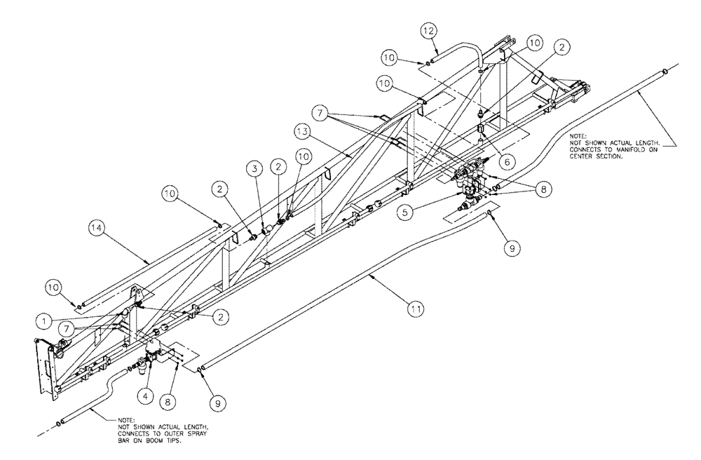 Схема запчастей Case IH SPX4260 - (09-009) - BOOM PLUMBING GROUP, 5 SECTION MID Liquid Plumbing