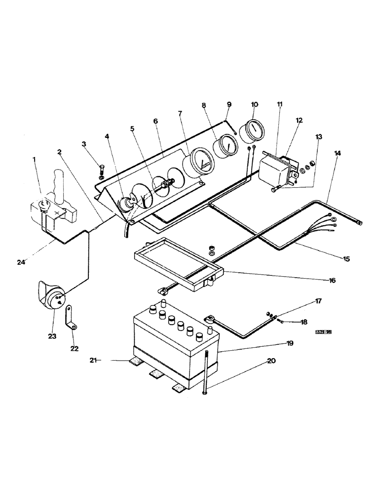 Схема запчастей Case IH 1529 - (115C) - INSTRUMENT PANEL, BATTERY, WISCONSIN ENGINE 