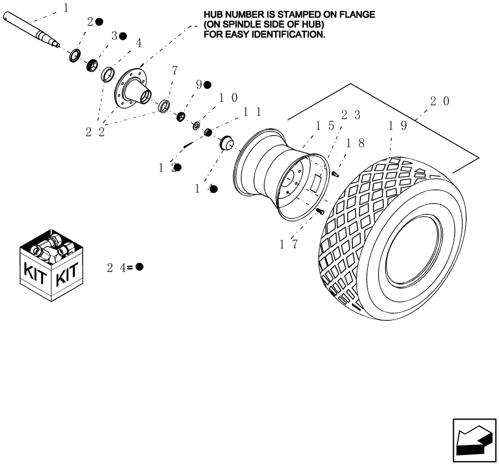 Схема запчастей Case IH ADX2180 - (D.50.C[04]) - FRONT DUAL CASTER WHEEL ASSEMBLY - 811 HUB AND SPINDLE D - Travel