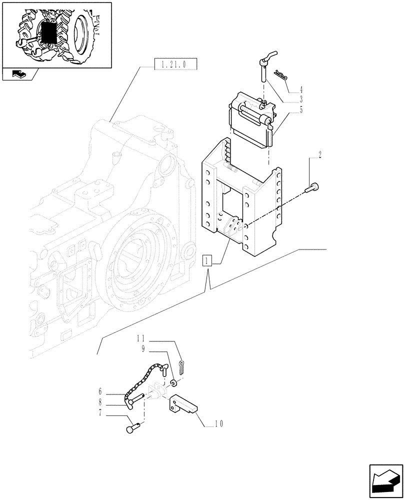 Схема запчастей Case IH PUMA 155 - (1.89.5/01) - SLIDER TOW HOOK W/SWIVEL COUPLING & PITON, LESS SWINGING DRAWBAR - FRENCH TYPE (VAR.330940) (09) - IMPLEMENT LIFT