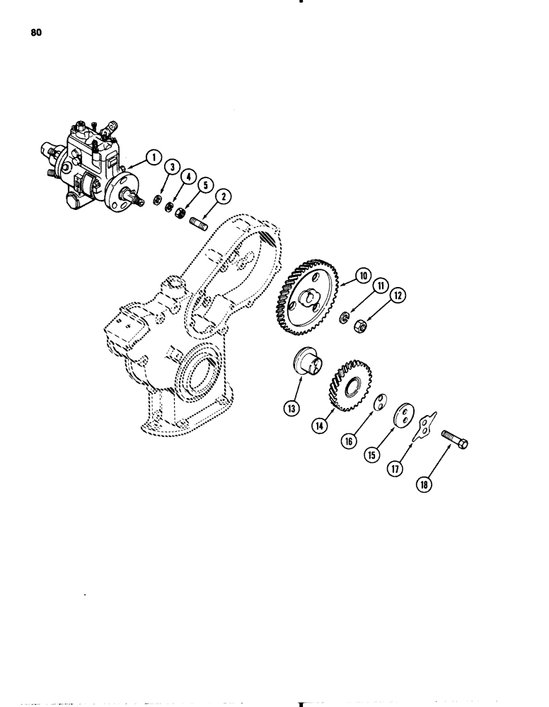 Схема запчастей Case IH 1845B - (080) - INJECTION PUMP DRIVE, 188 DIESEL ENGINE (03) - FUEL SYSTEM