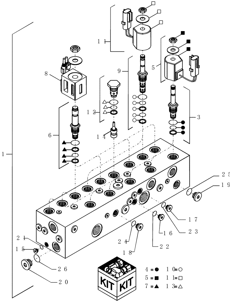 Схема запчастей Case IH 1200PT - (A.10.A[73]) - LIFT AND PIVOT SOLENOID VALVE ASSEMBLY (BSN CBJ025391) A - Distribution Systems