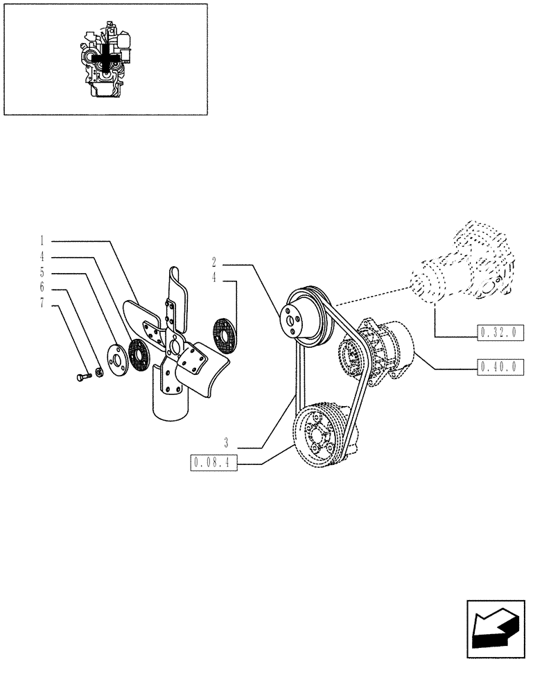 Схема запчастей Case IH JX95 - (0.34.7/03) - VAR - 747, 391102 - TTF ENGINE TIER 2 - FAN (01) - ENGINE