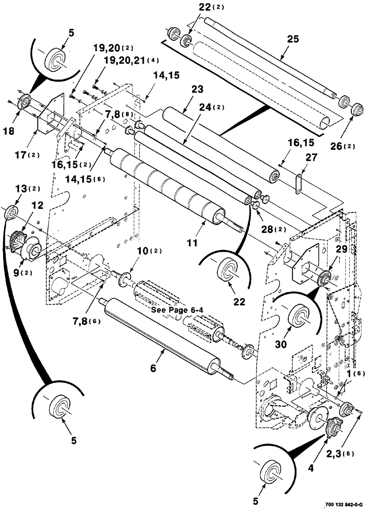 Схема запчастей Case IH RS561A - (6-002) - ROLLER ASSEMBLIES,  UPPER (14) - BALE CHAMBER