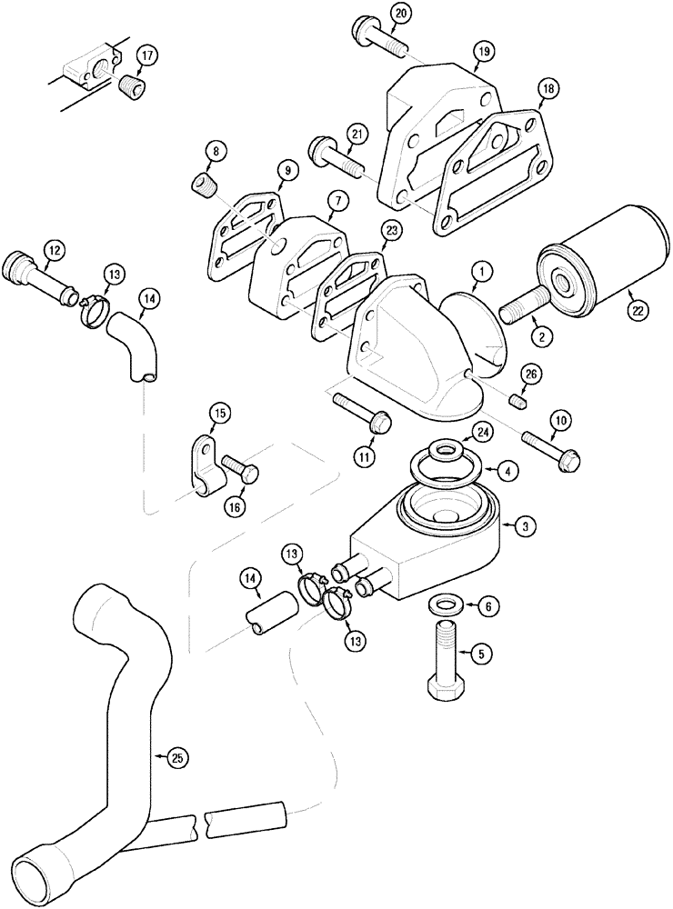 Схема запчастей Case IH MX80C - (02-22) - OIL FILTER AND COOLER, ENGINE NO. U013626D- (02) - ENGINE