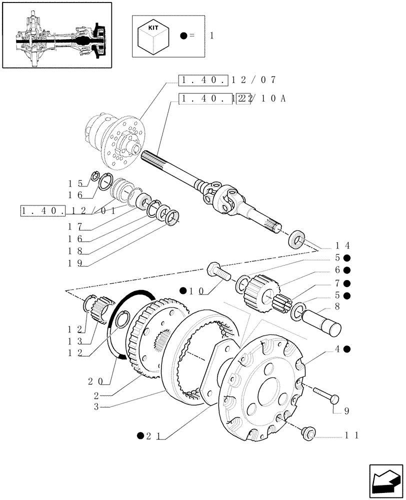 Схема запчастей Case IH JX95 - (1.40.12/10) - (VAR.386) CLASS 2 FRONT AXLE WITH 2ND STEERING CYL.& LIMITED SLIP (40KM/H) - DIFFER. GEARS AND SHAFT (04) - FRONT AXLE & STEERING