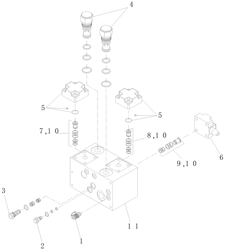 Схема запчастей Case IH A7000 - (B05.10[01]) - Hydraulic Valve {Chopper} (07) - HYDRAULICS