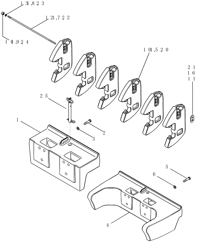 Схема запчастей Case IH MX210 - (09-02) - FRONT WEIGHTS - 45 KG (100 LB) (09) - CHASSIS/ATTACHMENTS