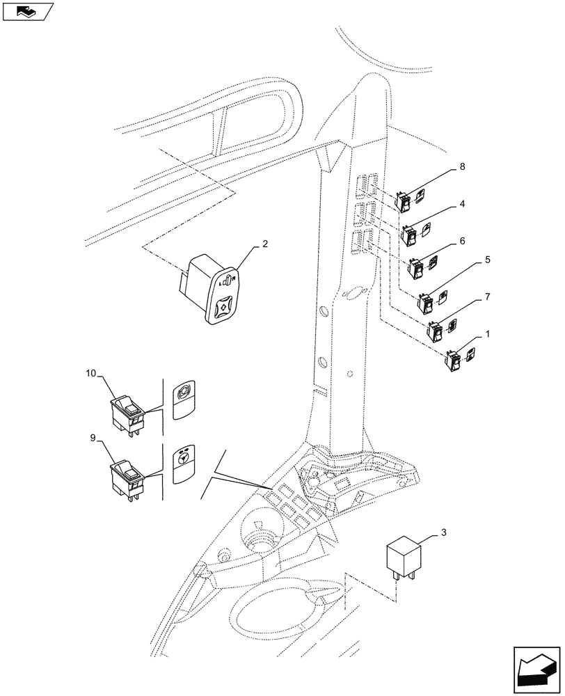 Схема запчастей Case IH PUMA 160 - (55.512.05) - VARIOUS SWITCHES AND RELATED PARTS (55) - ELECTRICAL SYSTEMS