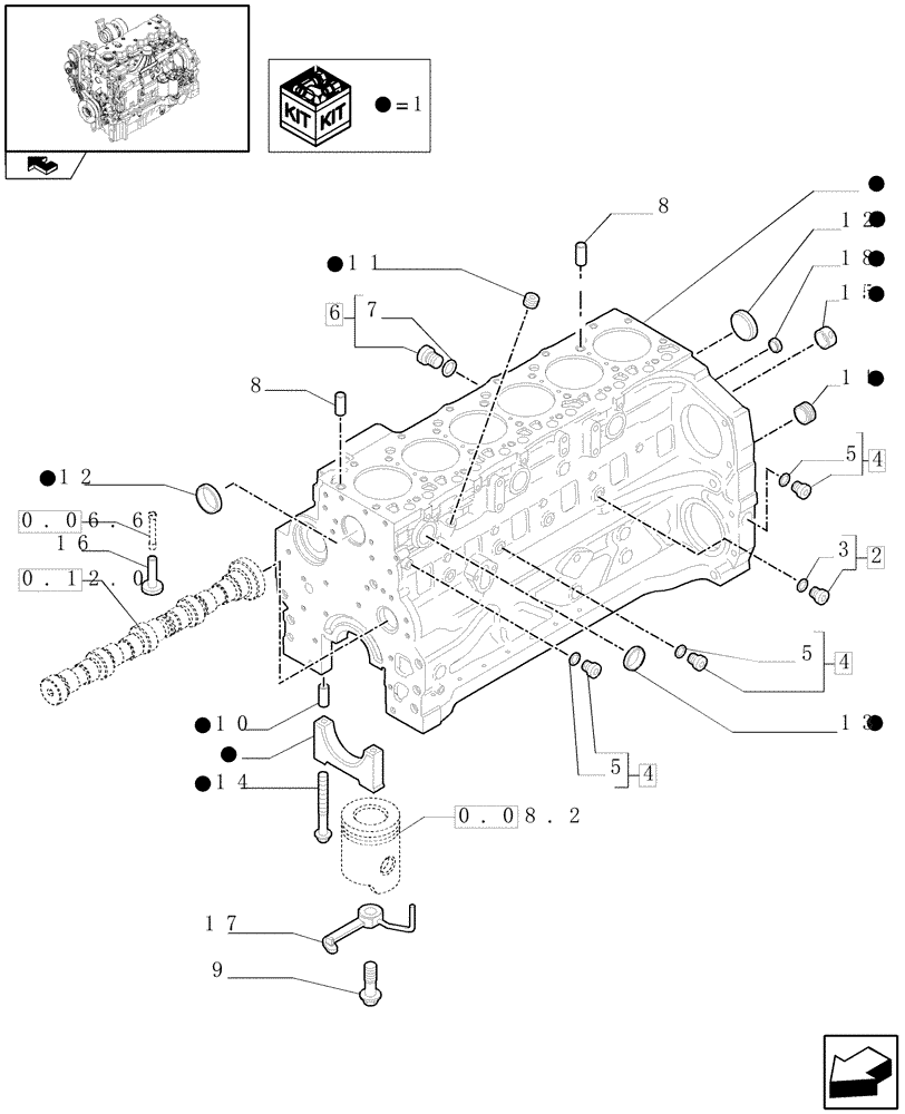 Схема запчастей Case IH PUMA 180 - (0.04.0) - CRANKCASE (01) - ENGINE