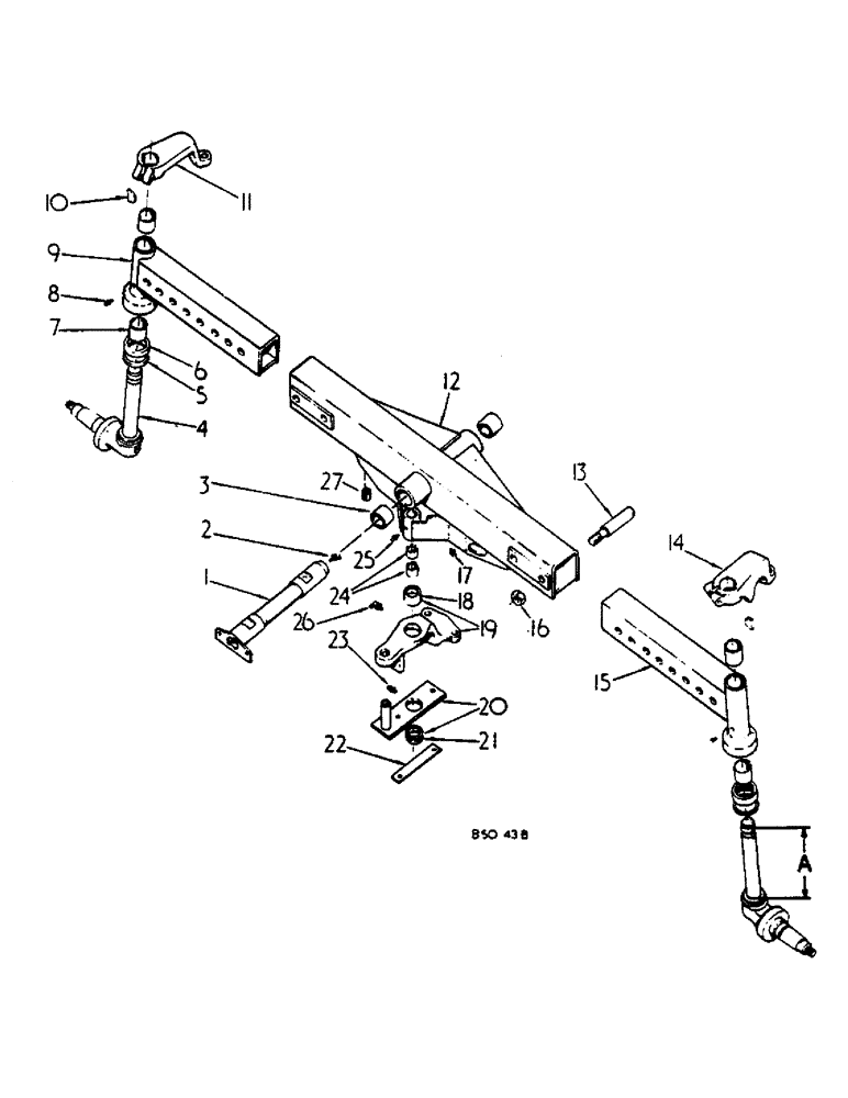 Схема запчастей Case IH 684 - (14-01) - SUSPENSION, ADJ. FRONT AXLE, STRAIGHT, HEAVY DUTY, 52-77" THREAD, STANDARD PROFILE UTILITY TRACTORS Suspension