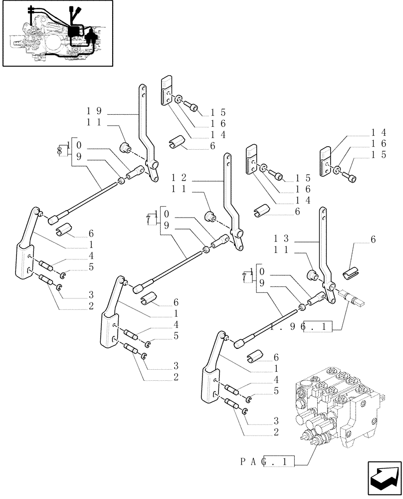 Схема запчастей Case IH JX70U - (1.82.7/14[04]) - (VAR.419) THREE CONTROL VALVES BOSCH - PIPES & CONTROL VALVES (07) - HYDRAULIC SYSTEM