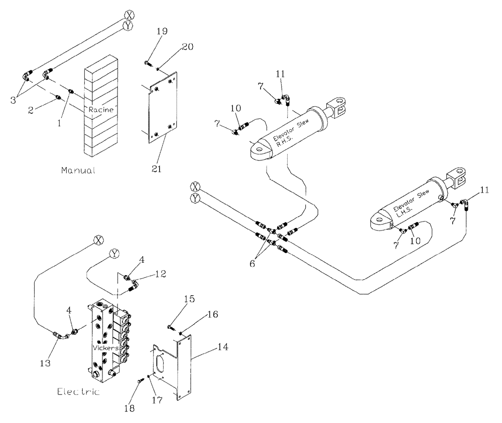 Схема запчастей Case IH 7700 - (B10[04]) - HYDRAULIC CIRCUIT,  ELEVATOR SLEW Hydraulic Components & Circuits