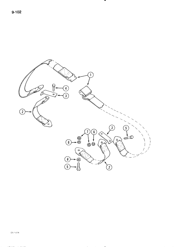Схема запчастей Case IH 695 - (9-102) - SEAT BELT, TRACTOR WITHOUT CAB, STATIC SEAT (09) - CHASSIS/ATTACHMENTS