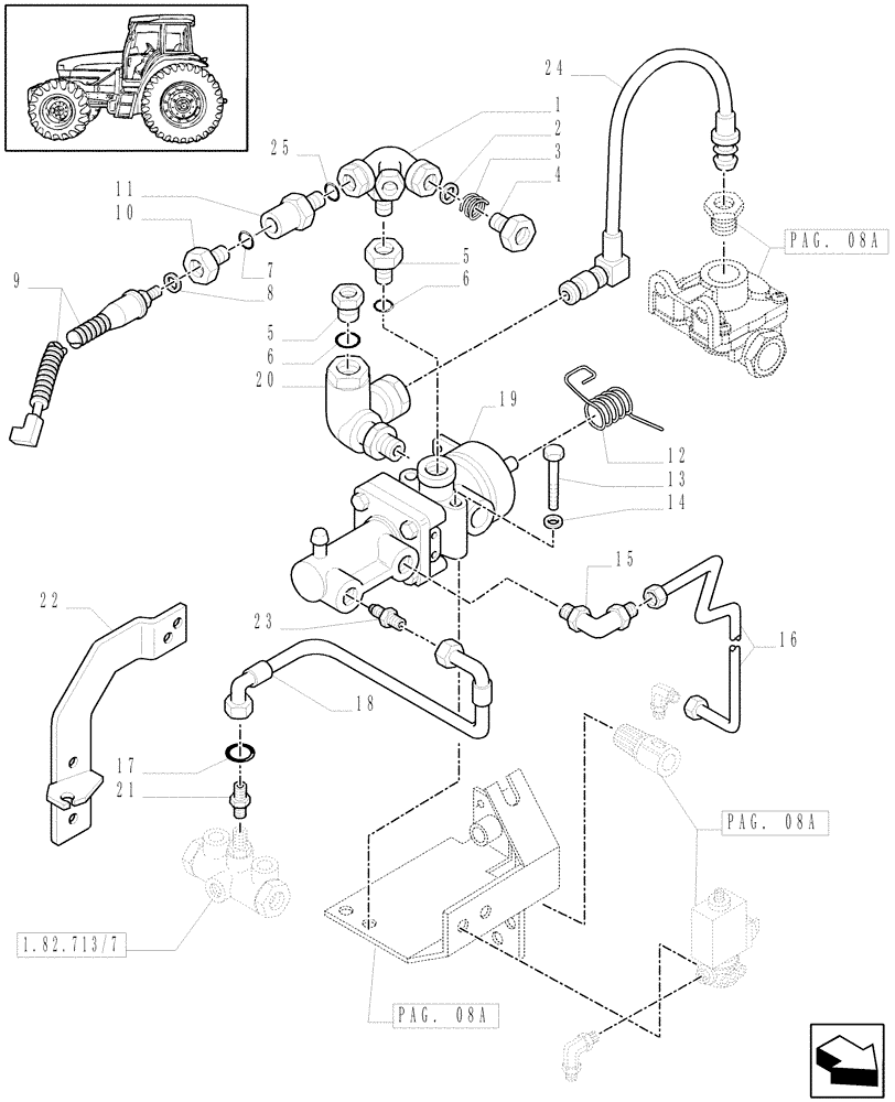 Схема запчастей Case IH MXM190 - (1.68.6[10A]) - (VAR.178) TRAILER AIR BRAKE UK - AIR BRAKE CONTROL VALVE - D5339 (05) - REAR AXLE