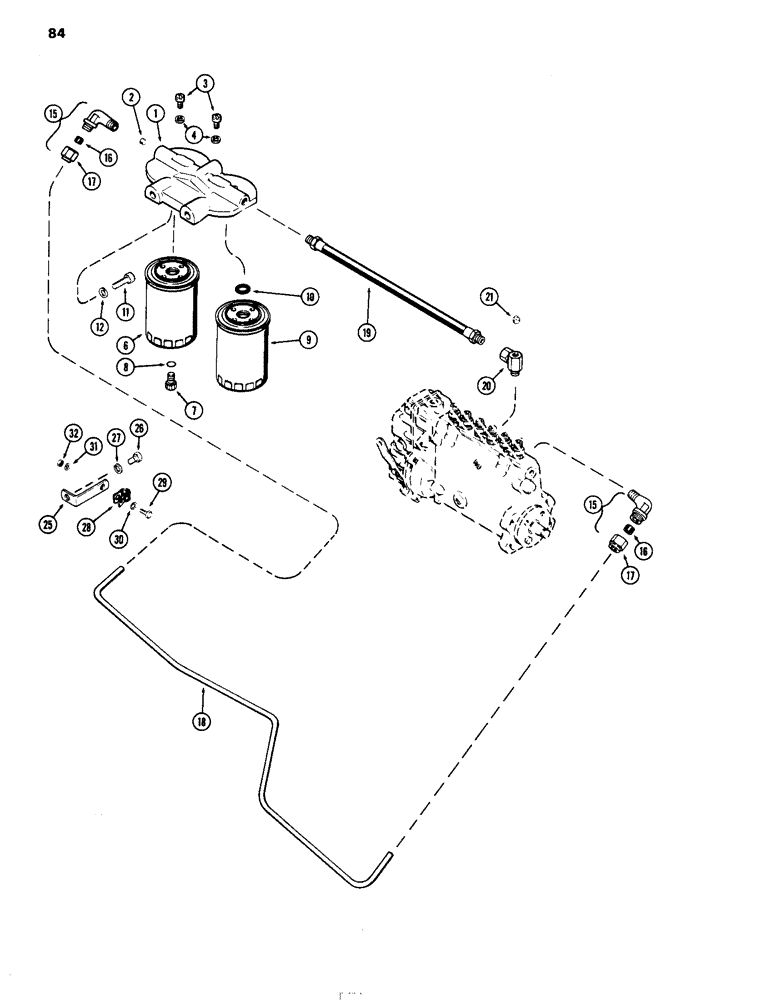 Схема запчастей Case IH 504D - (084) - FUEL INJECTION FILTER SYSTEM, ENGINE LESS FUEL DEVICE, 504DT AND 504D DIESEL ENGINES (10) - ENGINE