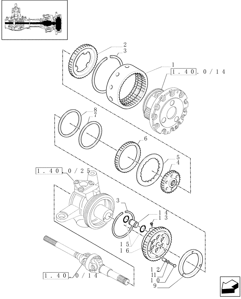 Схема запчастей Case IH JX80U - (1.40.0/109) - (VAR.415) FRONT AXLE CL. 2/BRAKE, FRONT MUDGARD HYDR. DIFF. LOCK. HYDR. TRANSM. - RIM, GEARS (04) - FRONT AXLE & STEERING