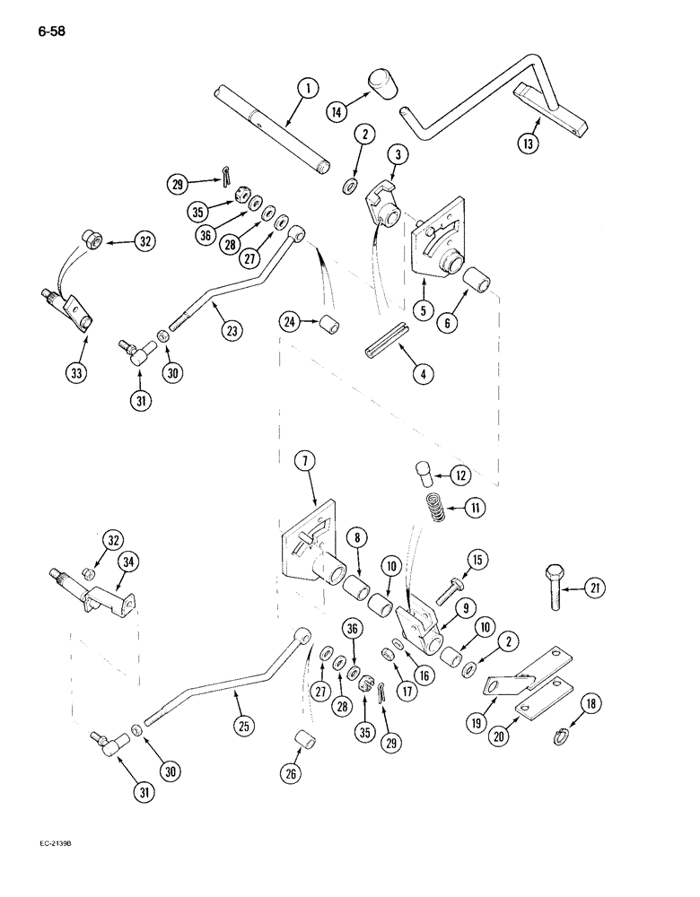 Схема запчастей Case IH 995 - (6-058) - TRANSMISSION RANGE SHIFT CONTROL, TRACTOR WITHOUT CAB (06) - POWER TRAIN