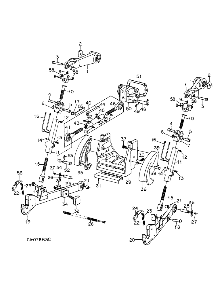 Схема запчастей Case IH 5288 - (09-02) - FRAME, THREE POINT HITCH WITH CAM SWAY LIMITER AND CLAW LOWER LINKS (12) - FRAME