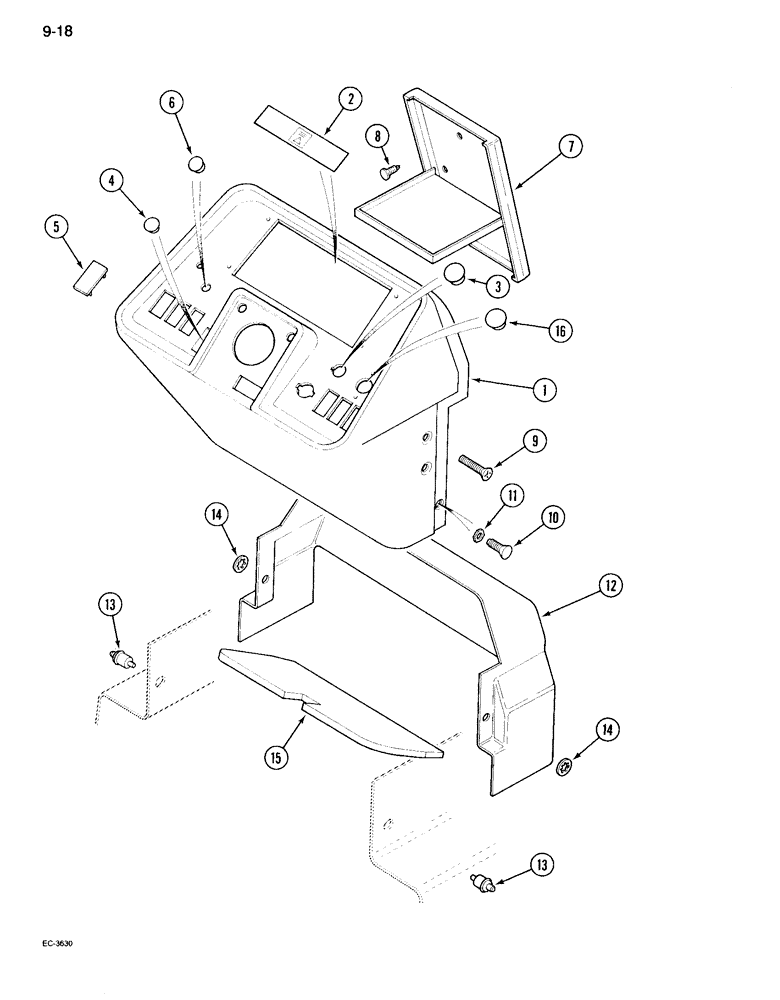 Схема запчастей Case IH 995 - (9-018) - INSTRUMENT HOUSING, TRACTOR WITH CAB (09) - CHASSIS/ATTACHMENTS