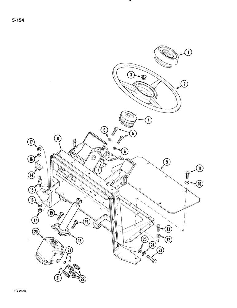 Схема запчастей Case IH 885 - (5-154) - STEERING WHEEL, SUPPORT AND VALVE (05) - STEERING