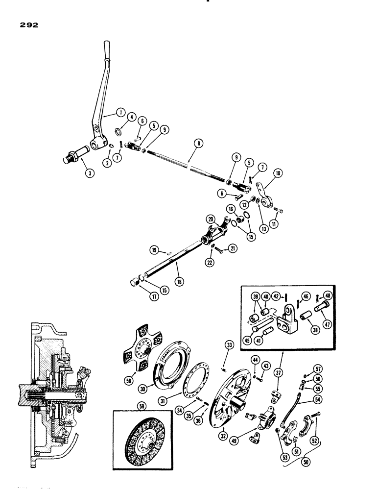 Схема запчастей Case IH 730 SERIES - (292) - HAND CLUTCH CONTROLS, STANDARD CLUTCH DRIVE, STANDARD FOUR WHEEL TRACTOR, 730 GROVE (06) - POWER TRAIN