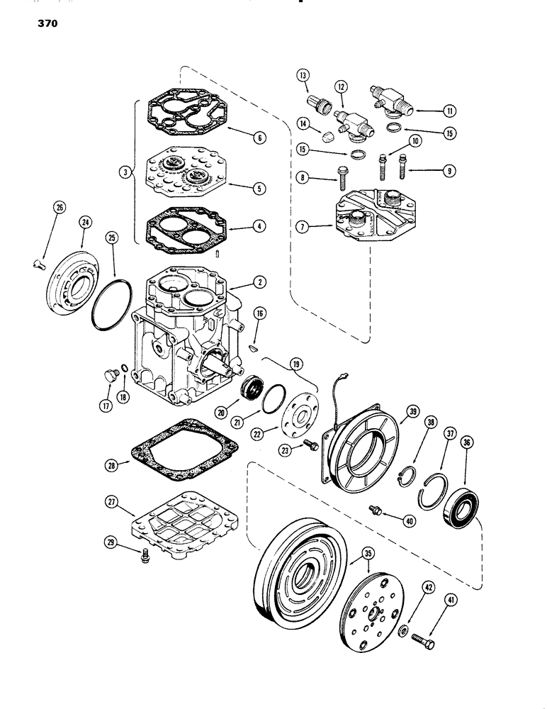 Схема запчастей Case IH 1090 - (370) - CAB, YORK COMPRESSOR (09) - CHASSIS/ATTACHMENTS