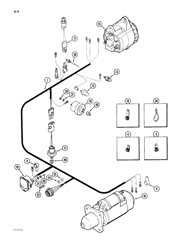 Схема запчастей Case IH 1640 - (4-04) - ENGINE HARNESS, P.I.N. JJC0097190 AND AFTER (06) - ELECTRICAL