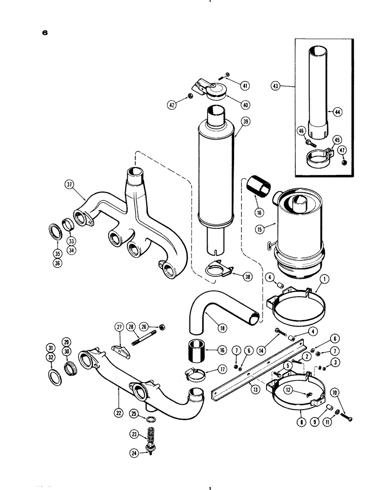 Схема запчастей Case IH 830-SERIES - (006) - AIR CLEANER, 267 AND 301 DIESEL, EXCEPT GROVE, MANIFORLD AND MUFFLER (02) - ENGINE