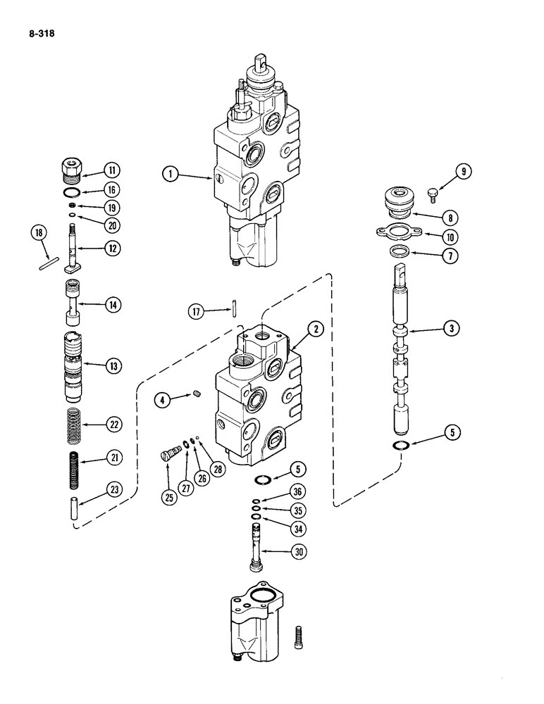 Схема запчастей Case IH 2094 - (8-318) - REMOTE VALVE BODY ASSEMBLY, TWO CIRCUIT AND ADD ON FOR THIRD AND FOURTH CIRCUIT, WITHOUT LOAD CHECK (08) - HYDRAULICS