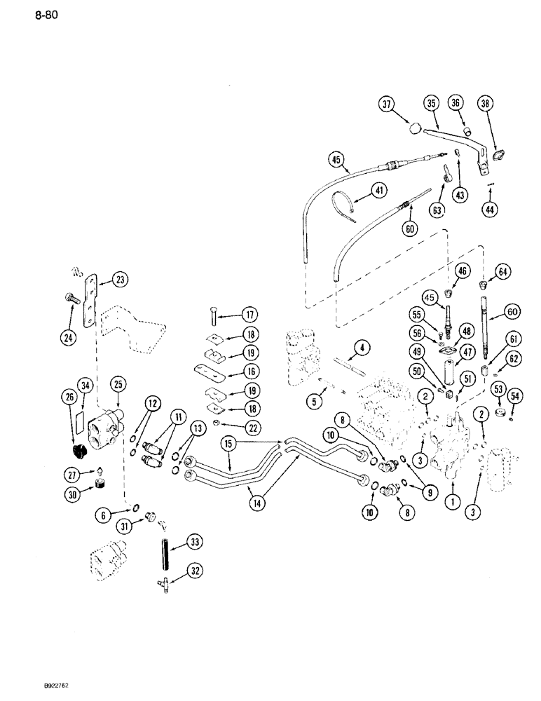 Схема запчастей Case IH 7110 - (8-80) - FOURTH CIRCUIT REMOTE HYDRAULICS, PRIOR TO TRANSMISSION SERIAL NUMBER AJB0018756 (08) - HYDRAULICS