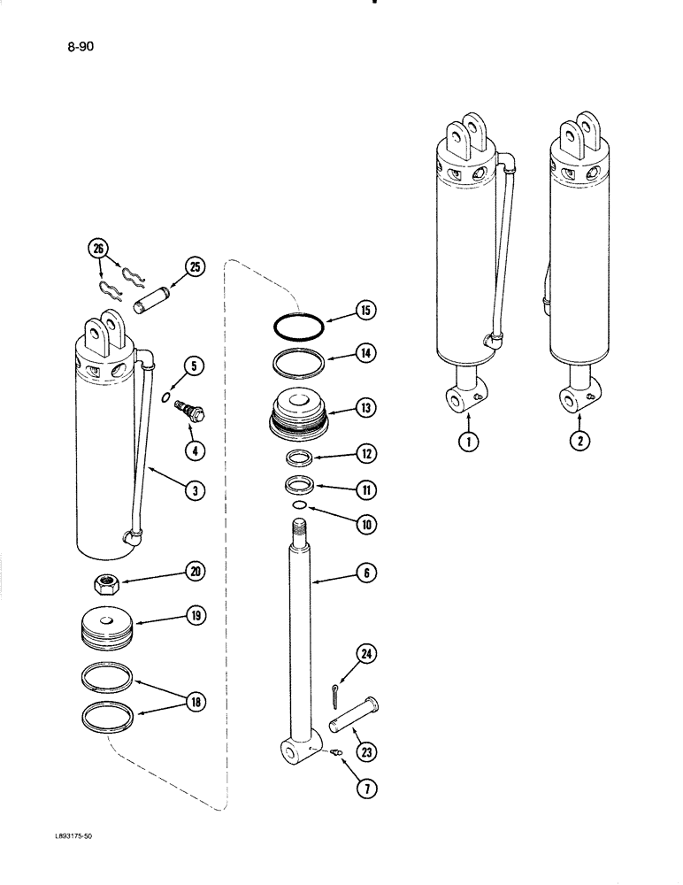 Схема запчастей Case IH 1670 - (8-90) - LEVELING CYLINDER (07) - HYDRAULICS