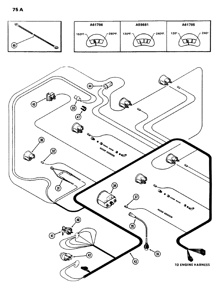 Схема запчастей Case IH 970 - (075A) - INSTRUMENTS AND WIRING, (401B) DIESEL ENGINE (04) - ELECTRICAL SYSTEMS