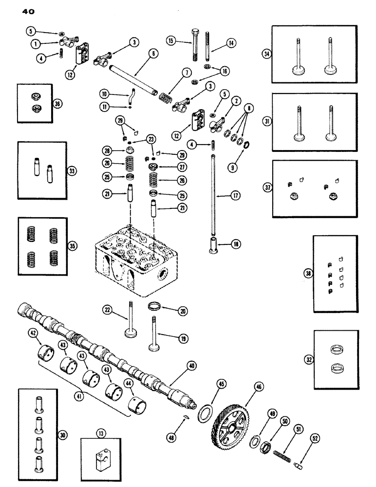 Схема запчастей Case IH 970 - (040) - VALVE MECHANISM AND CAMSHAFT, (377B) SPARK IGNITION ENGINE (02) - ENGINE