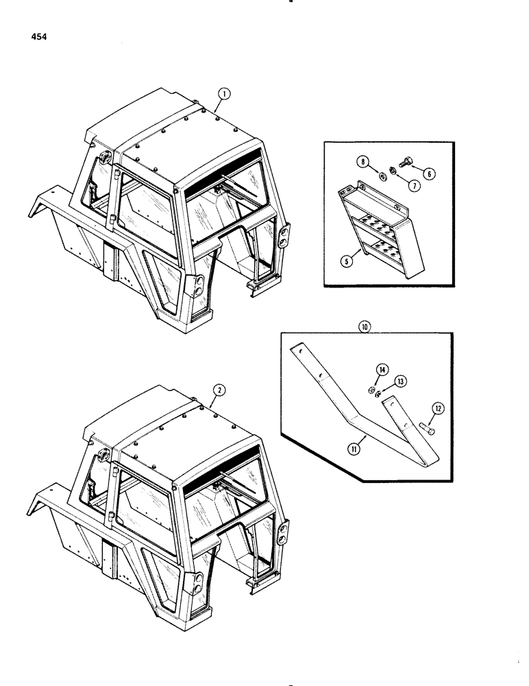 Схема запчастей Case IH 1270 - (454) - CAB ASSEMBLY, FIRST USED CAB SERIAL NUMBER 7882601 (09) - CHASSIS/ATTACHMENTS