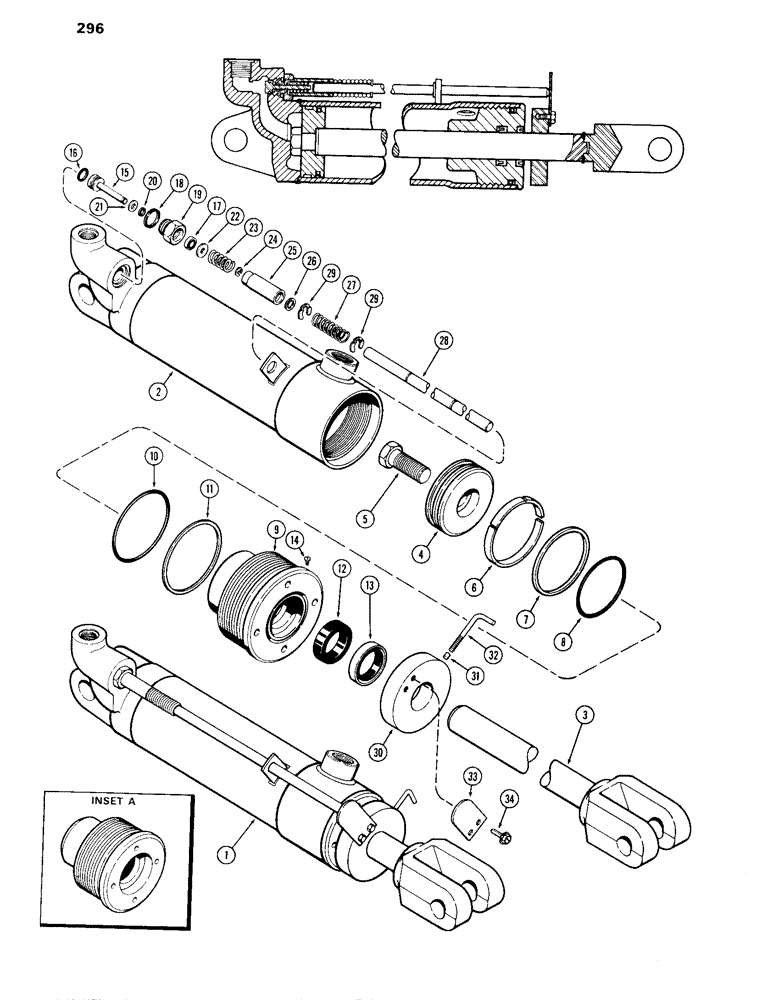 Схема запчастей Case IH 870 - (296) - G32083 REMOTE HYDRAULIC CYLINDER, 3-1/4 INCH BORE X 8 INCH STROKE (08) - HYDRAULICS