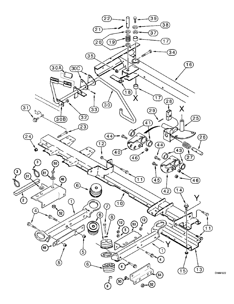 Схема запчастей Case IH 2144 - (9H-28) - BEAM SUPPORT, CHANNEL AND LEFT HAND PIVOT (12) - CHASSIS