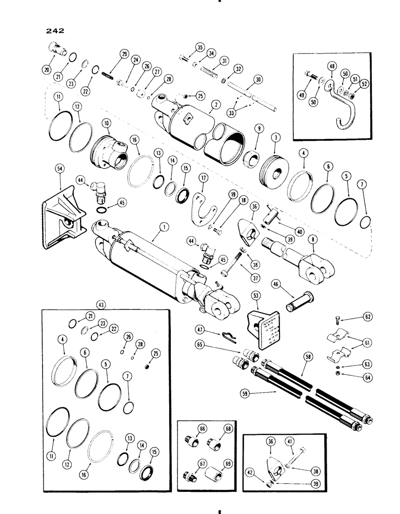 Схема запчастей Case IH 830-SERIES - (242) - 4" X 8" REMOTE HYDRAULIC CYLINDER, WITH HYDRAULIC LIMIT STOP (08) - HYDRAULICS